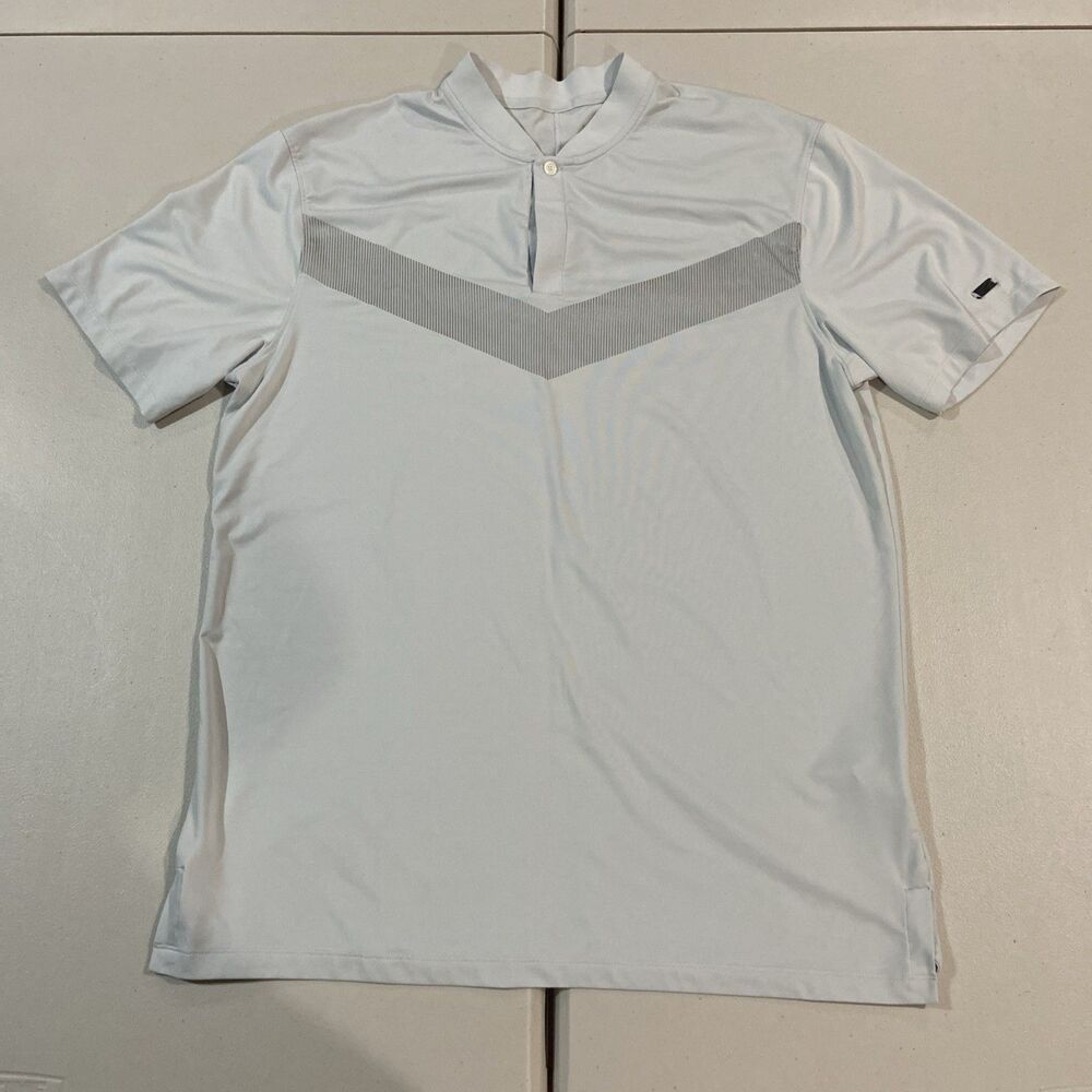 Nike Tiger Woods Golf Polo Shirt Blade Collar M Gray Dri-FIT Standard Fit